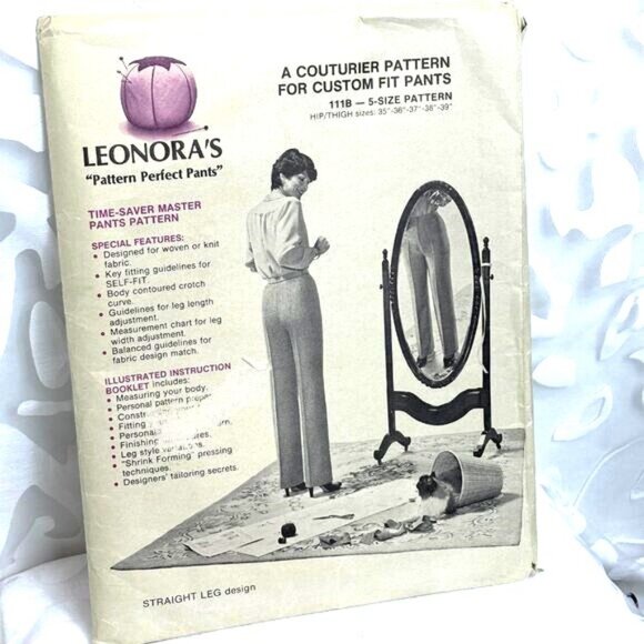 Couturier Sewing Pattern 111B Straight Leg Tailored Pants by Leonora Johnson Vtg - Picture 1 of 12